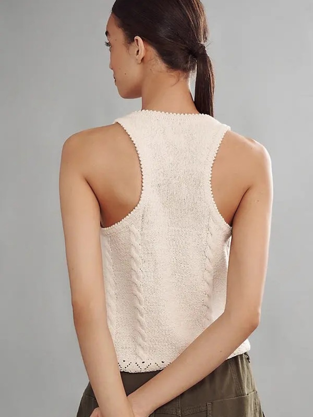 PILCRO Sunshine Motif Fringed Crop Sweater Tank Top - Large - Picture 2 of 9